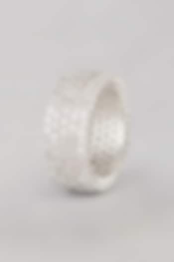 White Finish Faux Diamond Band Ring by Aster