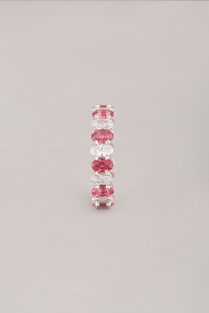 White Finish Red Zircon Stackable Ring by Aster at Pernia's Pop Up Shop