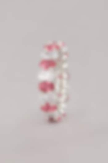 White Finish Red Zircon Stackable Ring by Aster at Pernia's Pop Up Shop