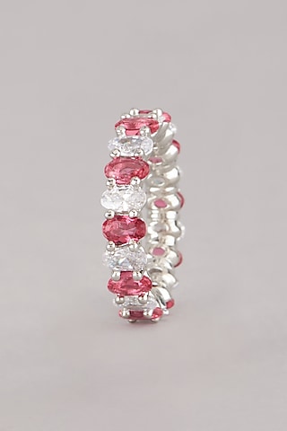 White Finish Red Zircon Stackable Ring by Aster