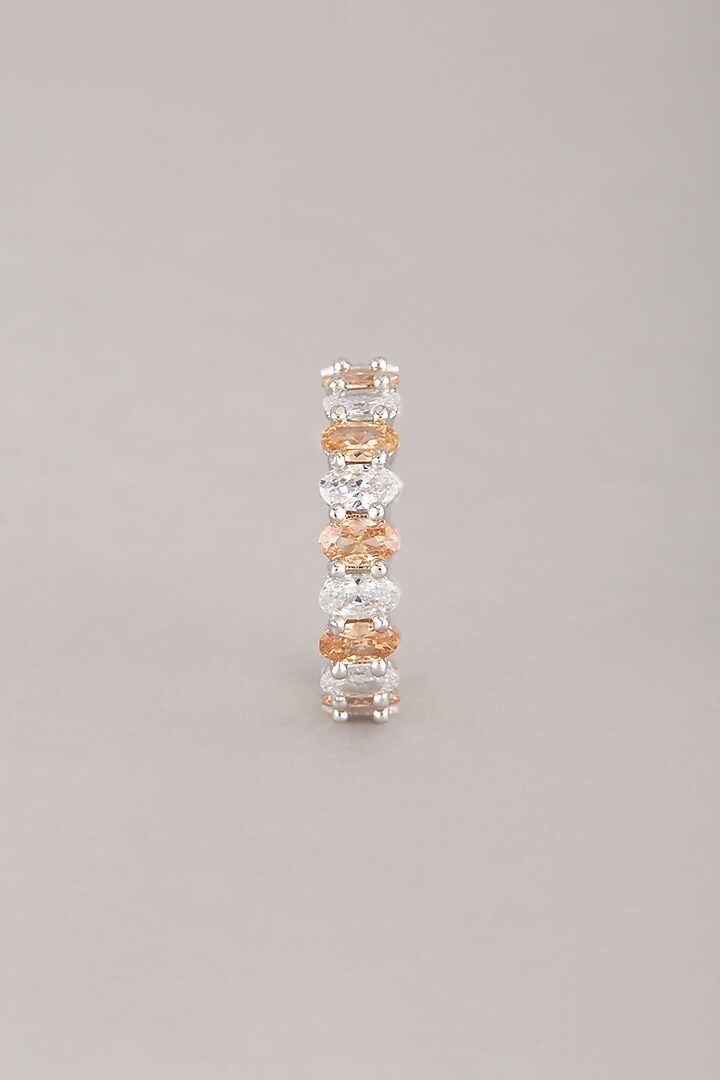 White Finish Champagne Zircon Stackable Ring by Aster at Pernia's Pop Up Shop