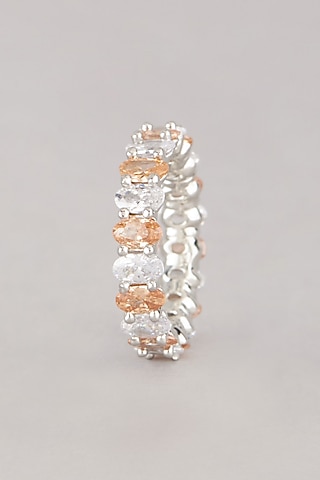 White Finish Champagne Zircon Stackable Ring by Aster