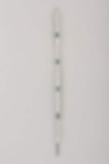 White Finish Green Faux Diamond Bracelet by Aster