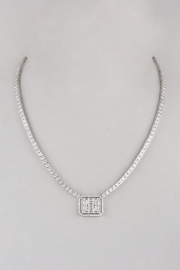 White Finish Faux Diamond Necklace by Aster at Pernia's Pop Up Shop
