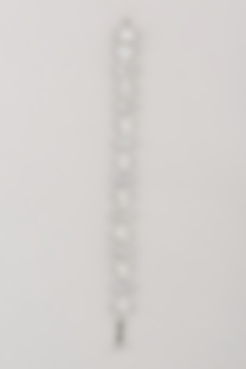 White Finish Bracelet With Faux Diamonds by Aster