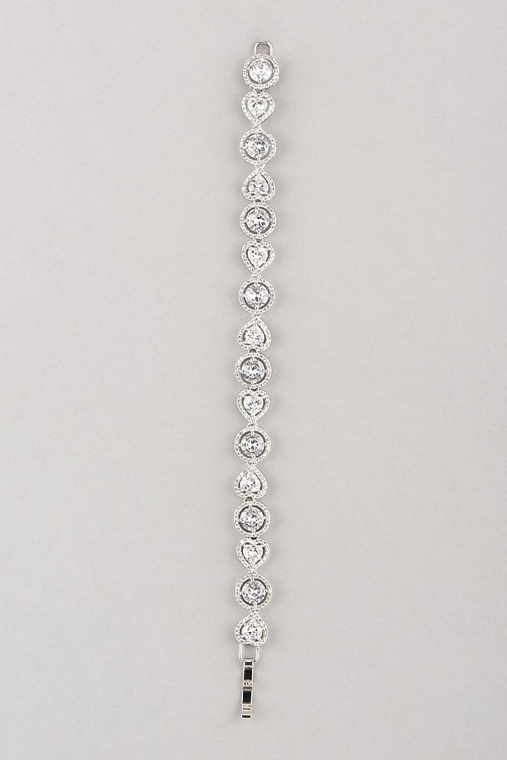White Finish Bracelet With Faux Diamonds by Aster at Pernia's Pop Up Shop