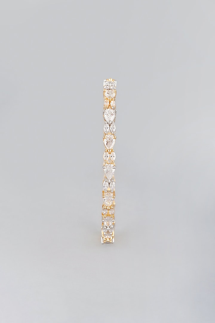 White & Gold Finish Zircon Bangles (Set Of 2) by Aster at Pernia's Pop Up Shop