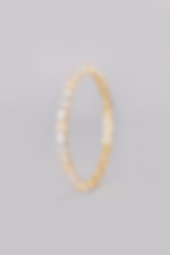 White & Gold Finish Zircon Bangles (Set Of 2) by Aster