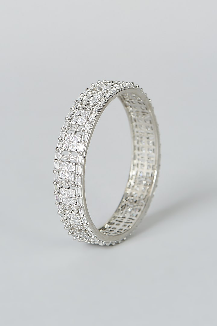 White Finish Zircon Bangles (Set of 2) by Aster at Pernia's Pop Up Shop