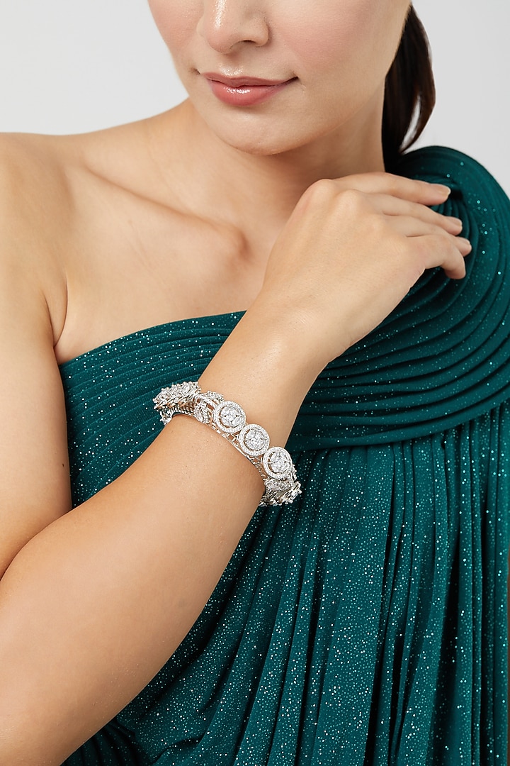 White Finish Zircon Bangle by Aster at Pernia's Pop Up Shop