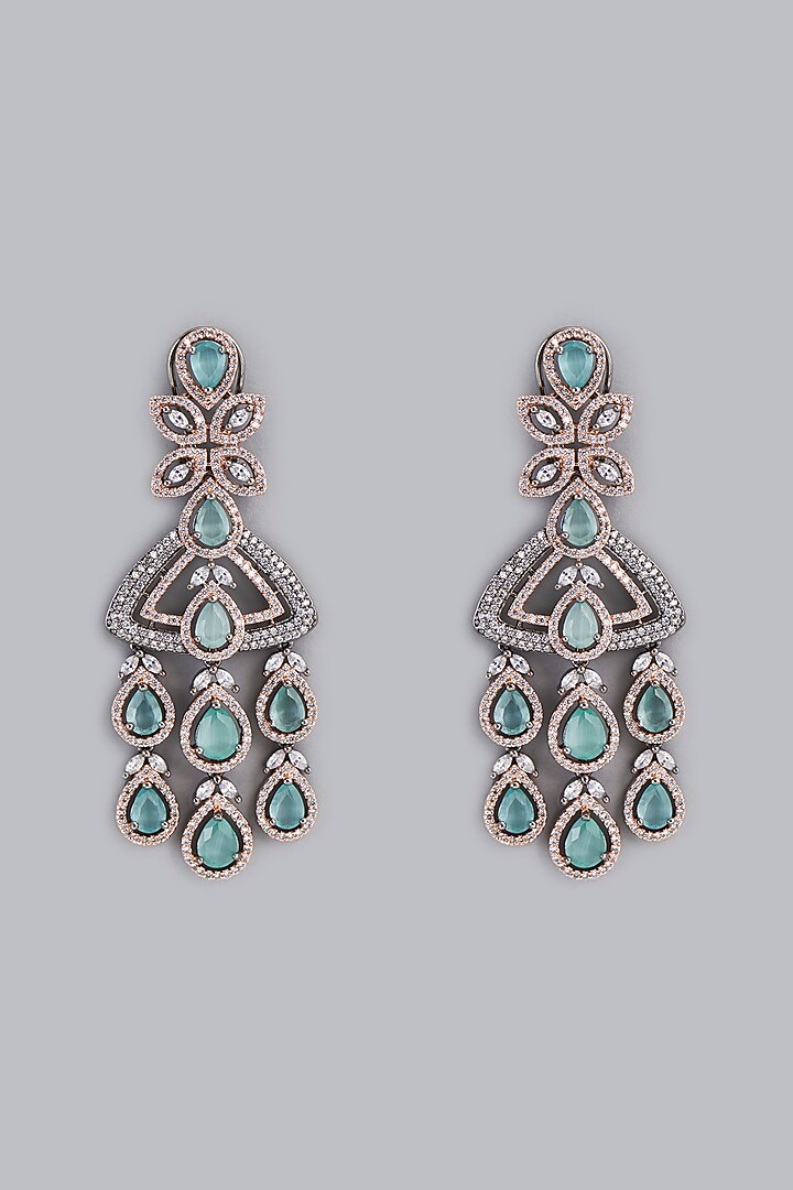 Two Tone Finish Aqua Stone Dangler Earrings by Aster at Pernia's Pop Up Shop