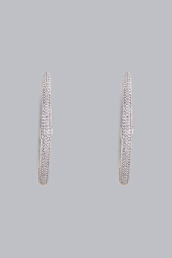 White Finish Zircon Hoop Earrings by Aster at Pernia's Pop Up Shop
