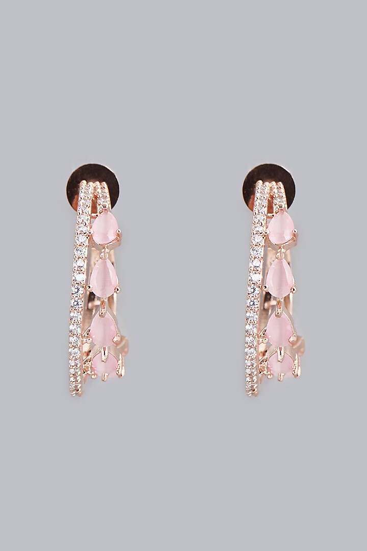 Rose Gold Finish Zircon Hoop Earrings by Aster at Pernia's Pop Up Shop
