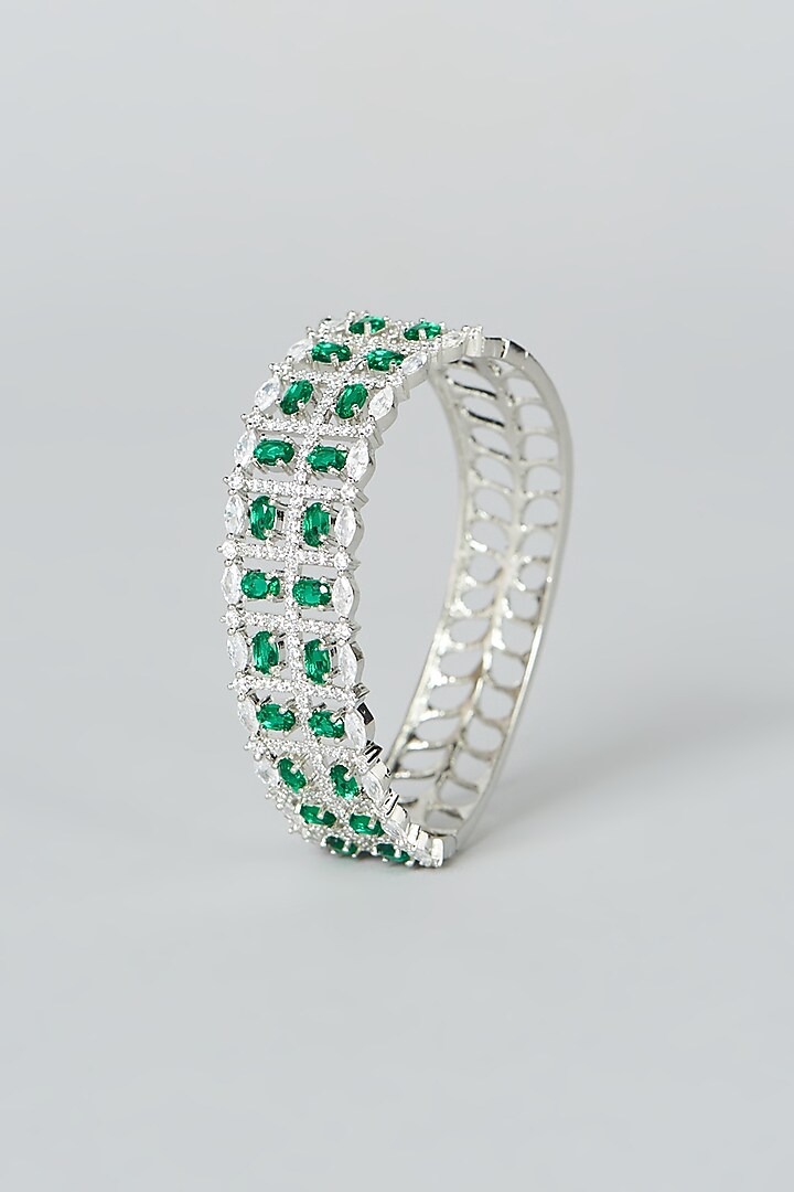 White Finish Green Synthetic Stone Bangle by Aster at Pernia's Pop Up Shop