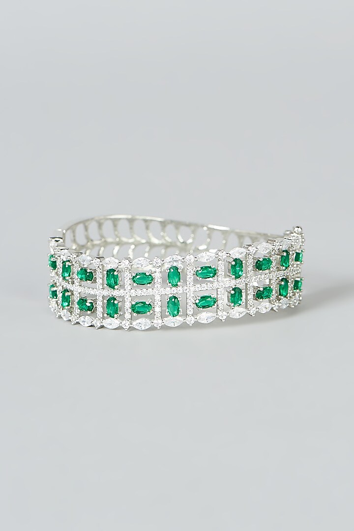 White Finish Green Synthetic Stone Bangle by Aster at Pernia's Pop Up Shop