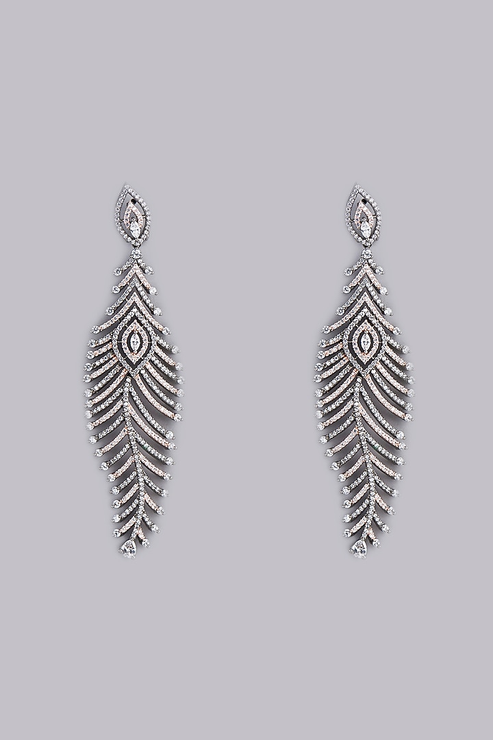 Black Rhodium Finish Zircon Dangler Earrings by Aster at Pernia's Pop Up Shop