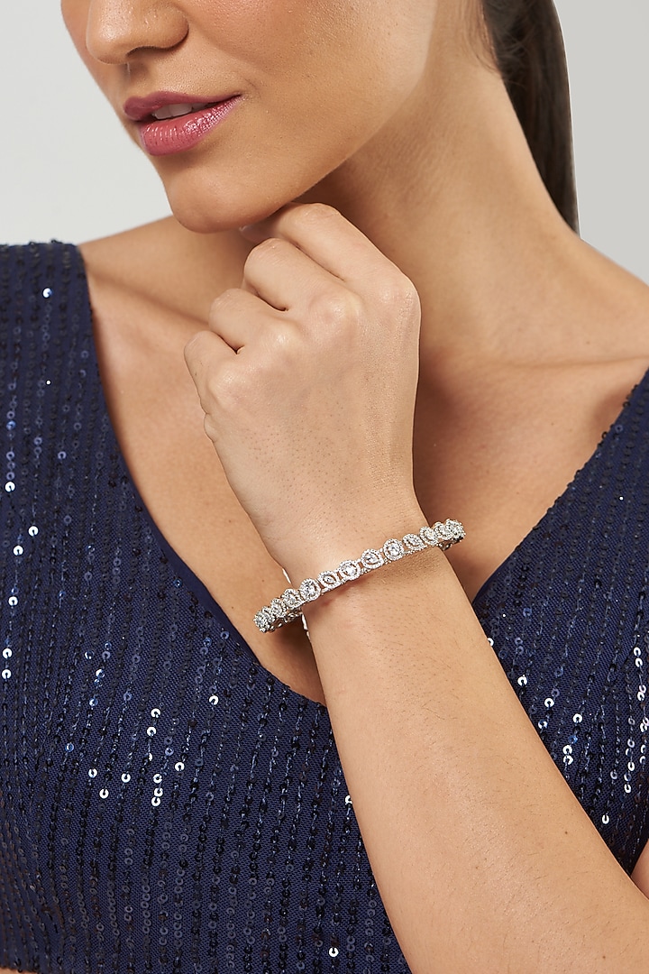 White Finish Zircon Bangle by Aster at Pernia's Pop Up Shop