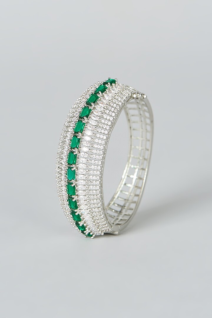 White Finish Green Synthetic Stone Bracelet by Aster at Pernia's Pop Up Shop