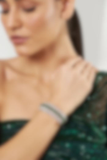 White Finish Green Synthetic Stone Bracelet by Aster at Pernia's Pop Up Shop