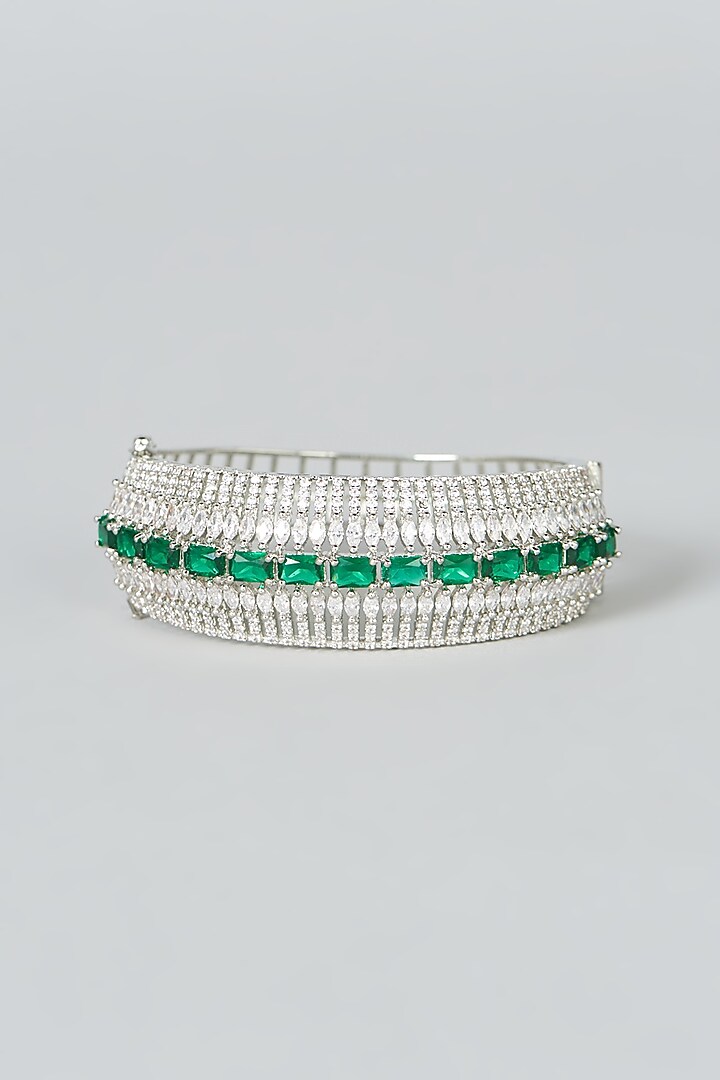 White Finish Green Synthetic Stone Bracelet by Aster at Pernia's Pop Up Shop