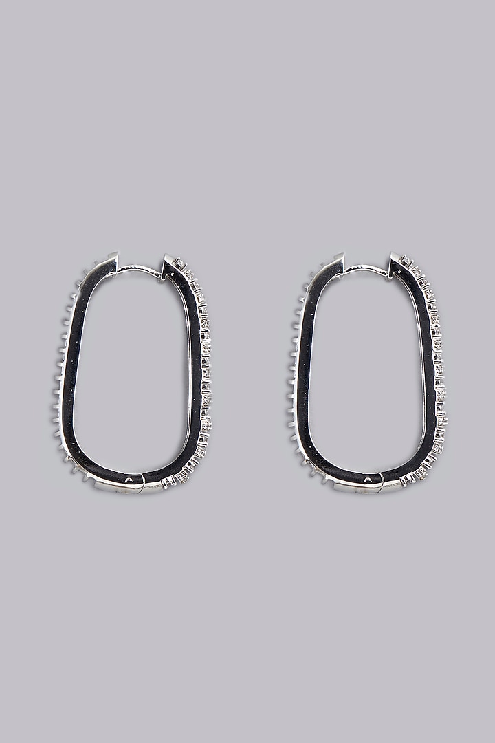 White Finish Zircon Hoop Earrings by Aster at Pernia's Pop Up Shop