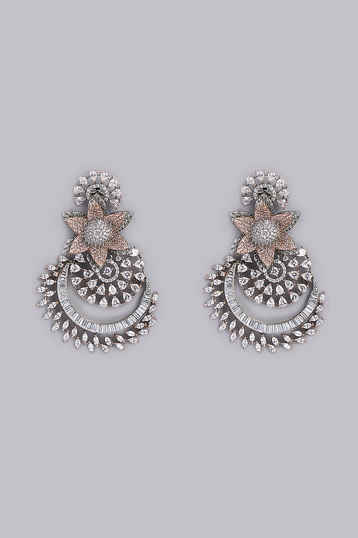 Black Rhodium Finish Zircon Dangler Earrings by Aster at Pernia's Pop Up Shop