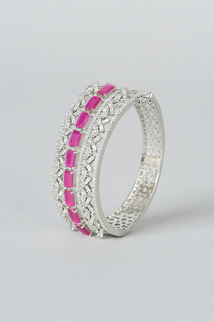 White Finish Red Synthetic Stone & Zircon Bracelet by Aster at Pernia's Pop Up Shop