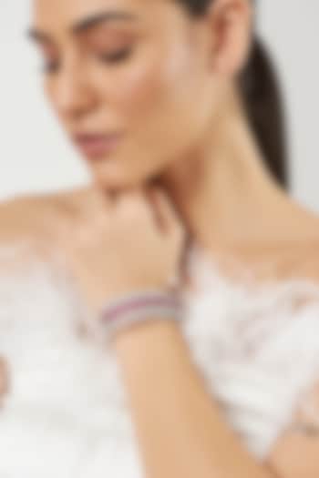 White Finish Red Synthetic Stone & Zircon Bracelet by Aster at Pernia's Pop Up Shop
