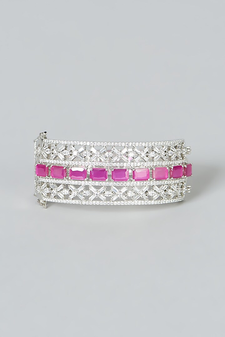 White Finish Red Synthetic Stone & Zircon Bracelet by Aster at Pernia's Pop Up Shop