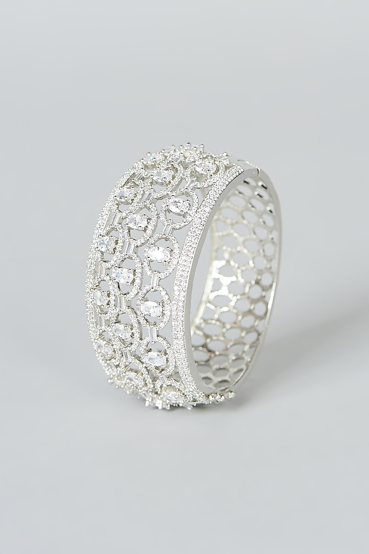 White Finish Faux Diamond Bracelet by Aster at Pernia's Pop Up Shop