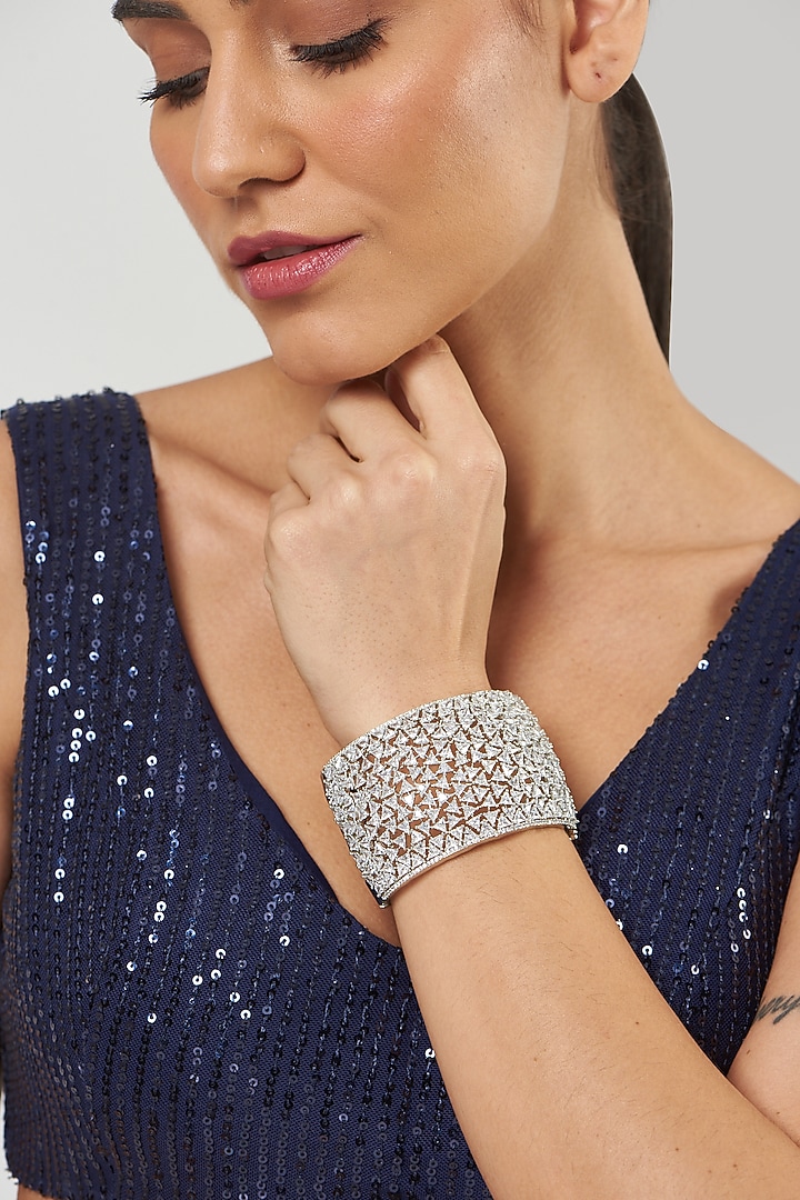 White Finish Zircon Bracelet by Aster at Pernia's Pop Up Shop