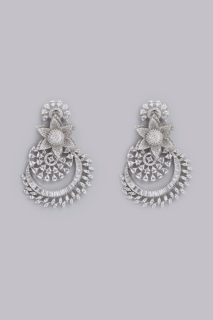 White Finish Zircon Dangler Earrings by Aster at Pernia's Pop Up Shop