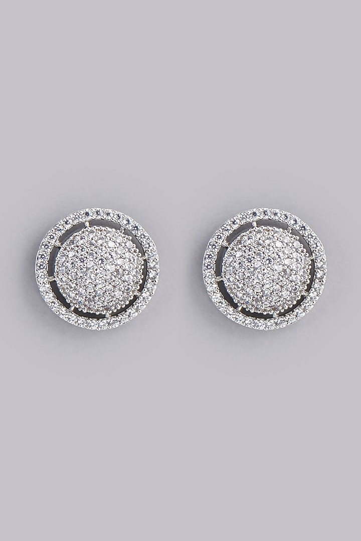 White Finish Zircon Stud Earrings by Aster at Pernia's Pop Up Shop