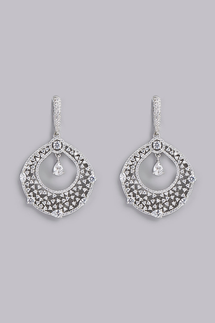 White Finish Zircon Dangler Earrings by Aster at Pernia's Pop Up Shop