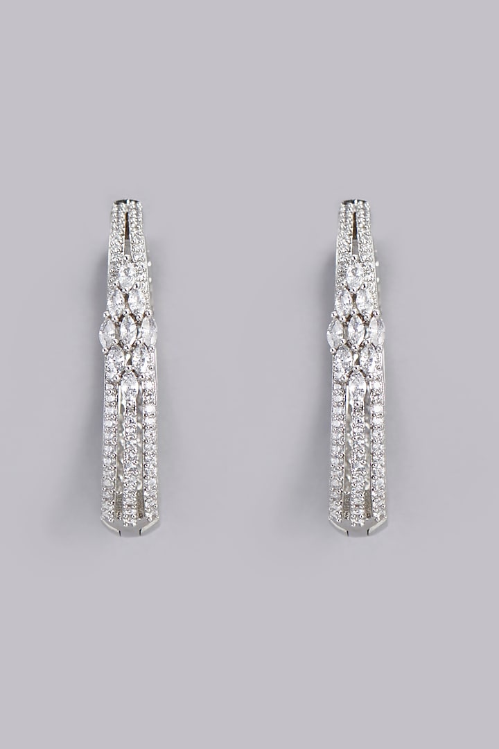 White Finish Zircons Dangler Earrings by Aster at Pernia's Pop Up Shop