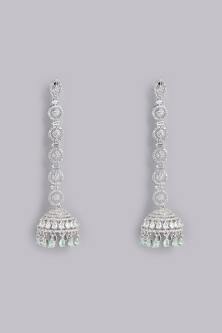 White Finish Dangler Earrings In Mixed Metal by Aster at Pernia's Pop Up Shop