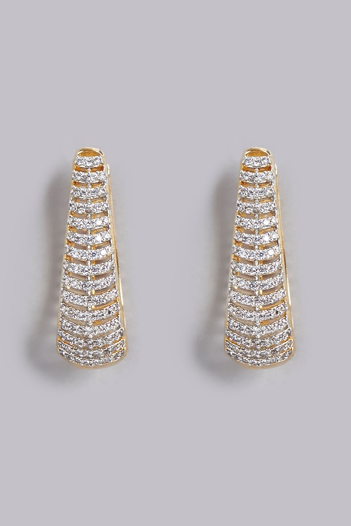 Gold Finish Zircons & Faux Diamonds Earrings by Aster at Pernia's Pop Up Shop