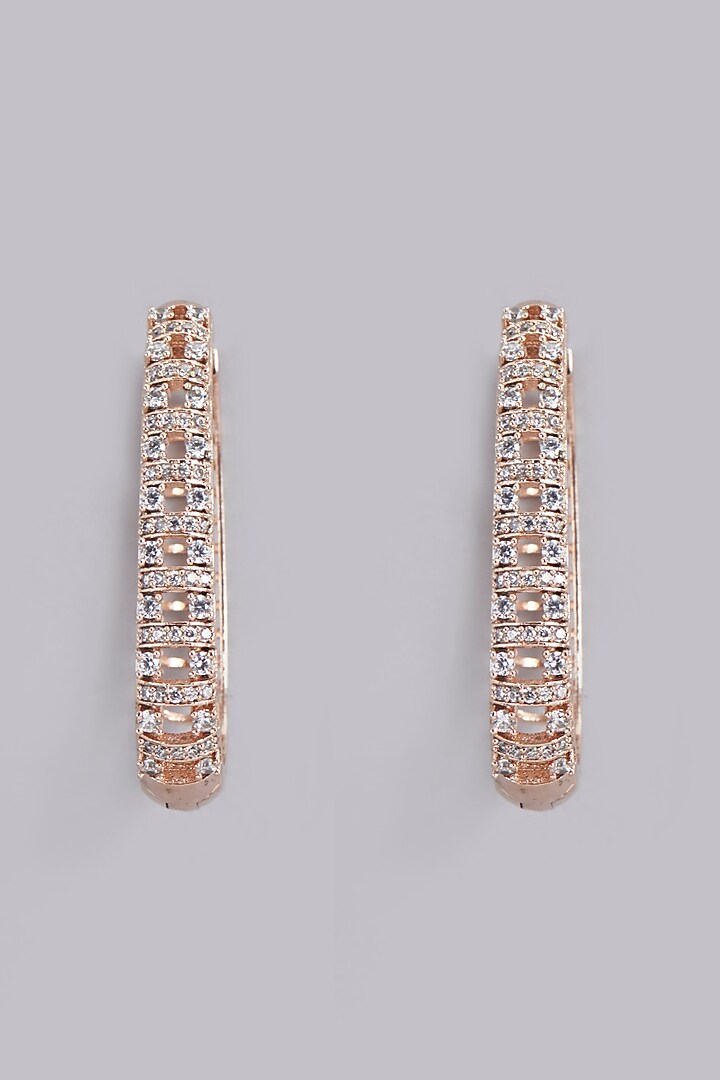 Rose Gold Finish Zircon Dangler Earrings by Aster at Pernia's Pop Up Shop
