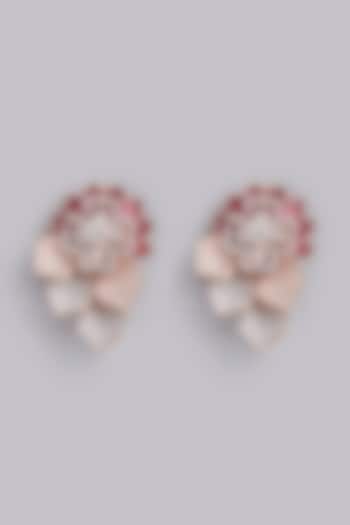 Two Tone Finish Faux Diamonds & Red Stones Earrings by Aster at Pernia's Pop Up Shop