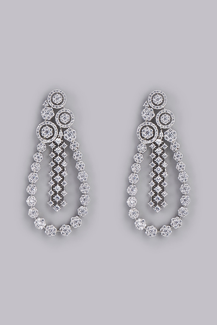 White Finish Zircon Dangler Earrings by Aster at Pernia's Pop Up Shop