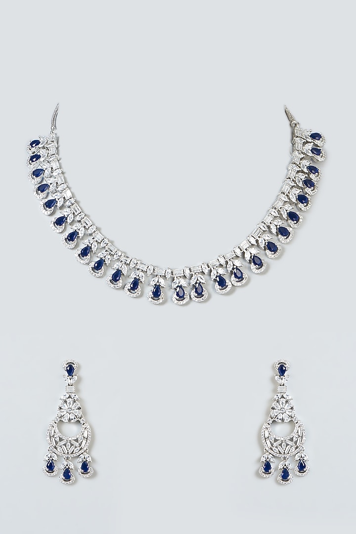 White Finish Zircon Choker Necklace Set by Aster at Pernia's Pop Up Shop