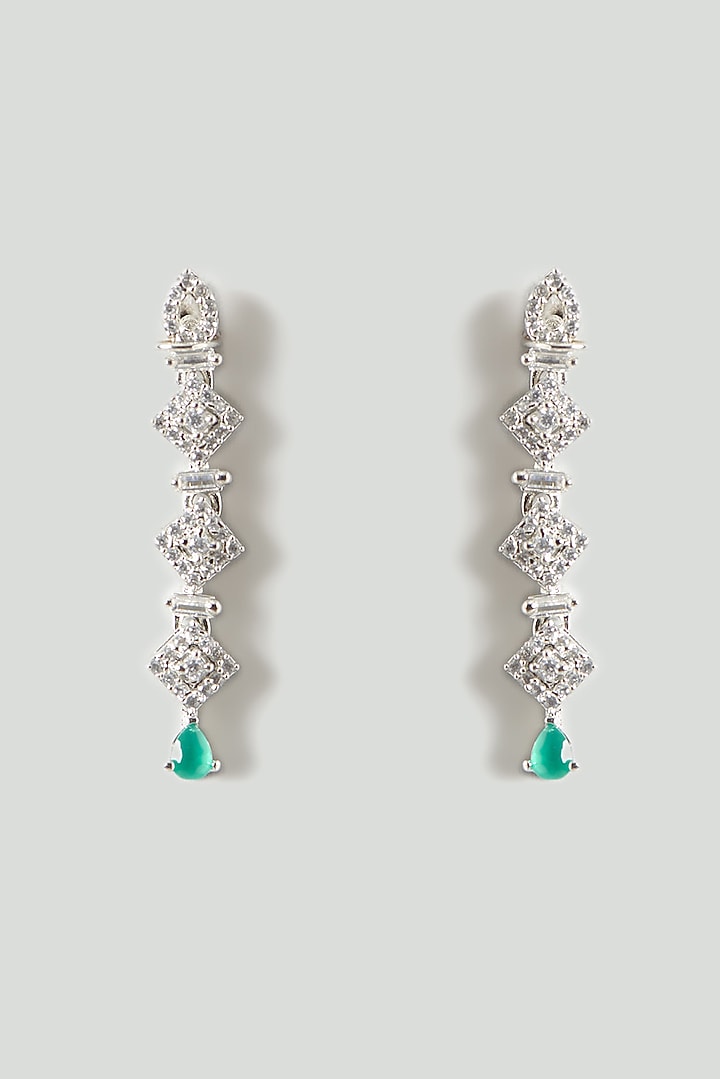 White Finish Emerald & Zircon Necklace Set by Aster at Pernia's Pop Up Shop