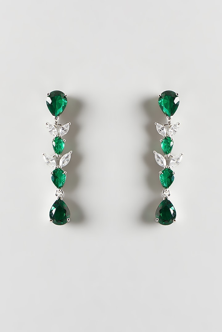 White Finish Emerald & Zircon Necklace Set by Aster at Pernia's Pop Up Shop