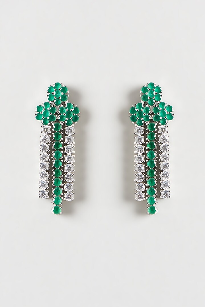 White Finish Emerald & Zircon Layered Necklace Set by Aster at Pernia's Pop Up Shop
