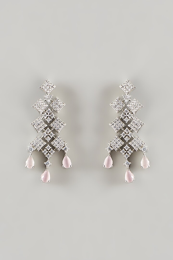 White Finish Pink Stone & Zircon Choker Necklace Set by Aster at Pernia's Pop Up Shop