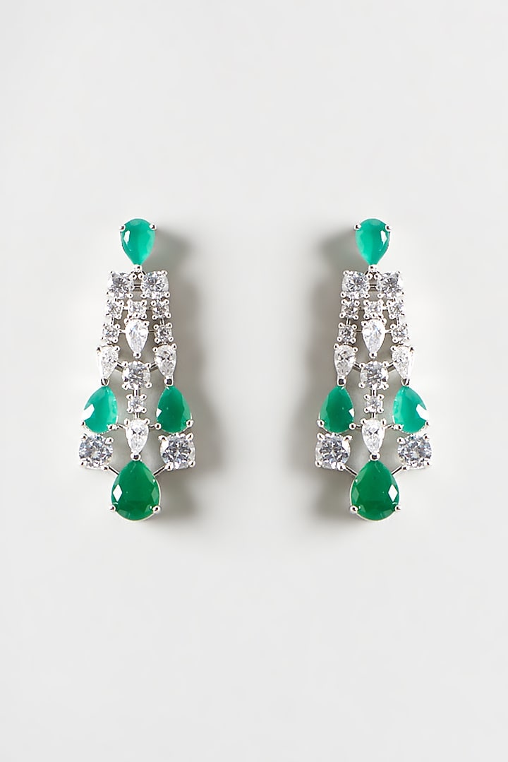 White Finish Emerald & Zircon Necklace Set by Aster at Pernia's Pop Up Shop