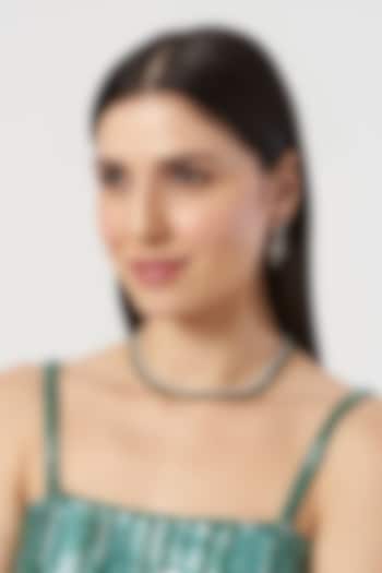 White Finish Emerald & Zircon Necklace Set by Aster at Pernia's Pop Up Shop