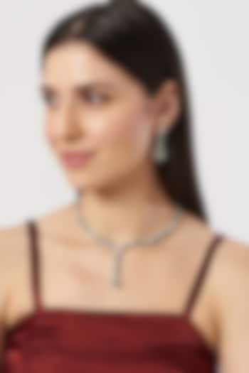 White Finish Emerald & Zircon Necklace Set by Aster at Pernia's Pop Up Shop