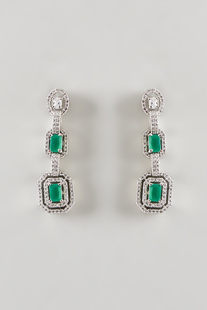White Finish Emerald & Zircon Necklace Set by Aster at Pernia's Pop Up Shop