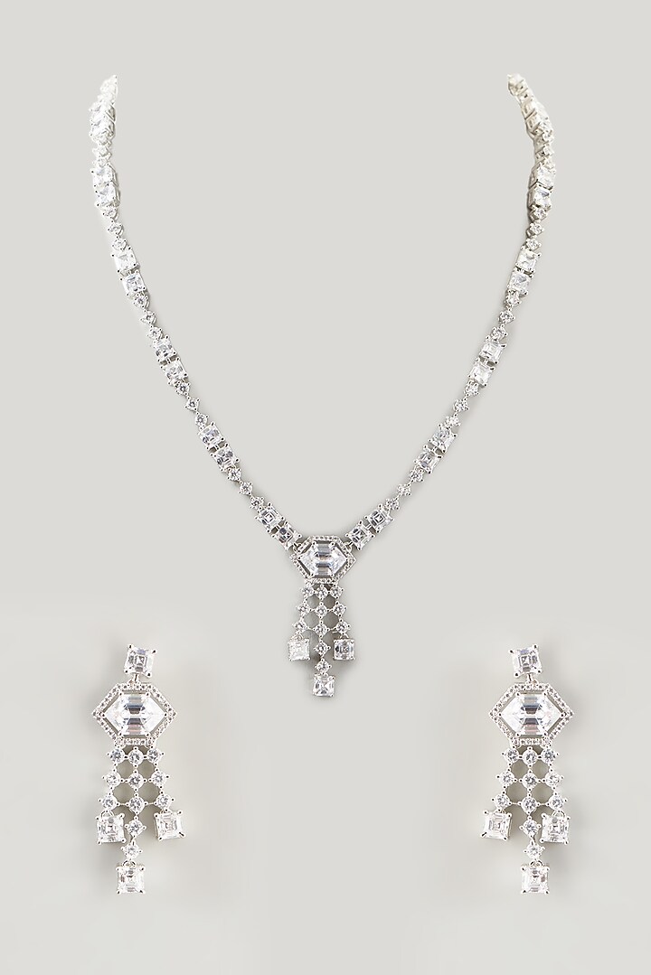 White Finish Zircon Necklace Set by Aster at Pernia's Pop Up Shop
